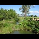 Blick auf die im Westen das Tal begrenzenden Berge